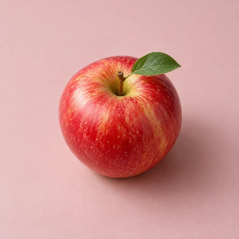 Generated red apple on a pale pink surface